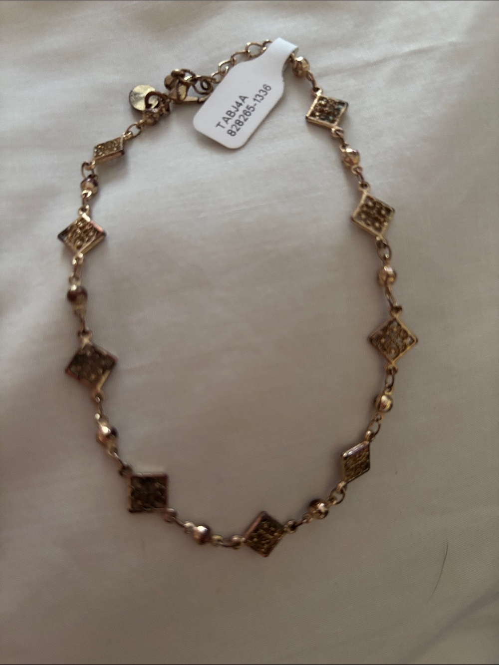 Gold-Tone Diamond Link Ankle Bracelet